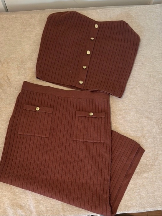 Christian Lacroix Dresses & Skirts - Christian Lacroix Rust Brown
Ribbed Knit Two-Piece